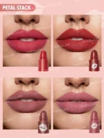 تست رژ لب چهار طبقه شیگلم رنگ Petal Stack روی لب