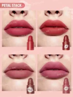 تست رژ لب چهار طبقه شیگلم رنگ Petal Stack روی لب